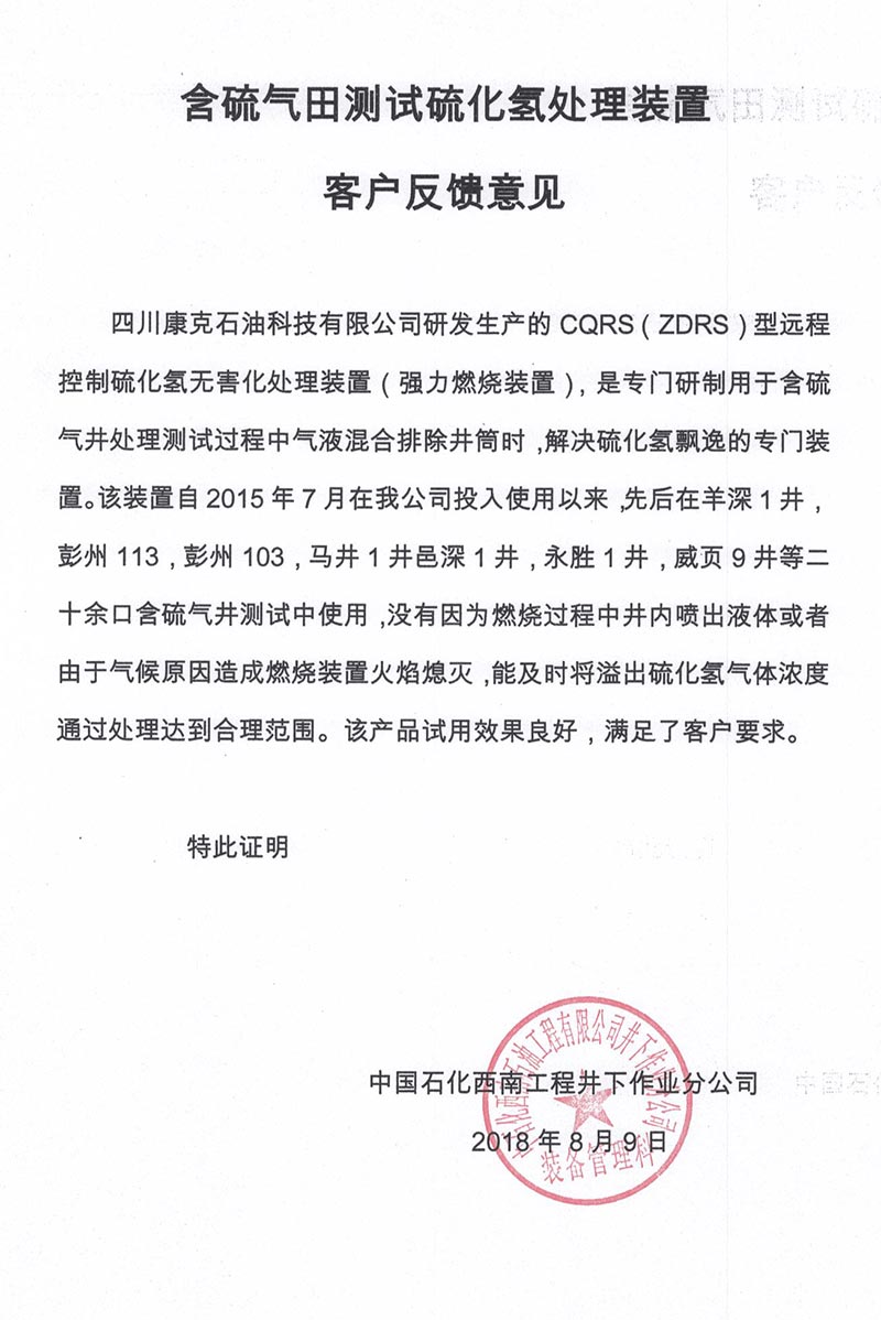 6中國(guó)石化西南井下含硫氣田測(cè)試硫化氫處理裝置客戶反饋.jpg